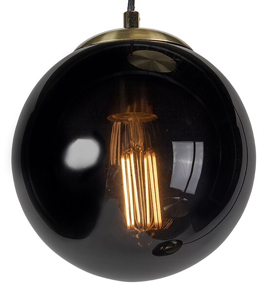 Inteligentna lampa wisząca mosiężna z czarnym szkłem z 3 Wifi ST64 - Pallon