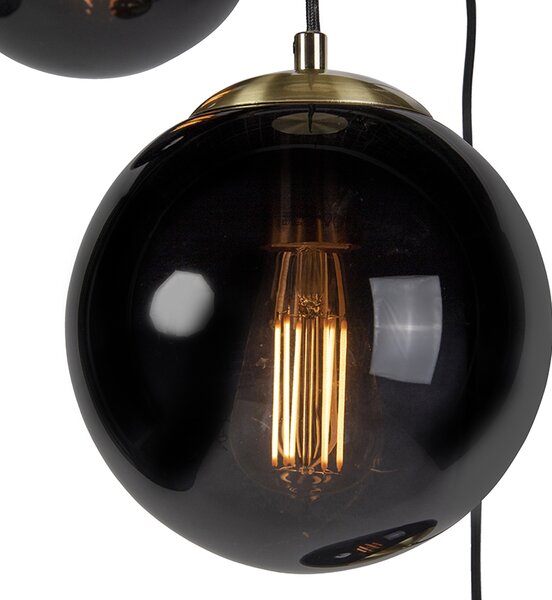 Inteligentna lampa wisząca mosiężna z czarnym szkłem 3-źródła światła z WiFi ST64 - Pallon