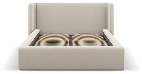 Beżowe tapicerowane łóżko dwuosobowe ze schowkiem ze stelażem 140x200 cm Jason – Windsor & Co Sofas