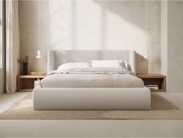 Beżowe tapicerowane łóżko dwuosobowe ze schowkiem ze stelażem 140x200 cm Jason – Windsor & Co Sofas