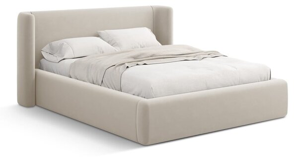Beżowe tapicerowane łóżko dwuosobowe ze schowkiem ze stelażem 140x200 cm Jason – Windsor & Co Sofas