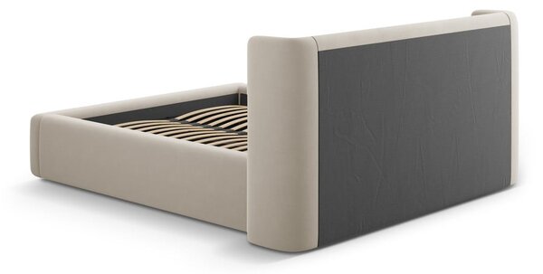Beżowe tapicerowane łóżko dwuosobowe ze schowkiem ze stelażem 140x200 cm Jason – Windsor & Co Sofas