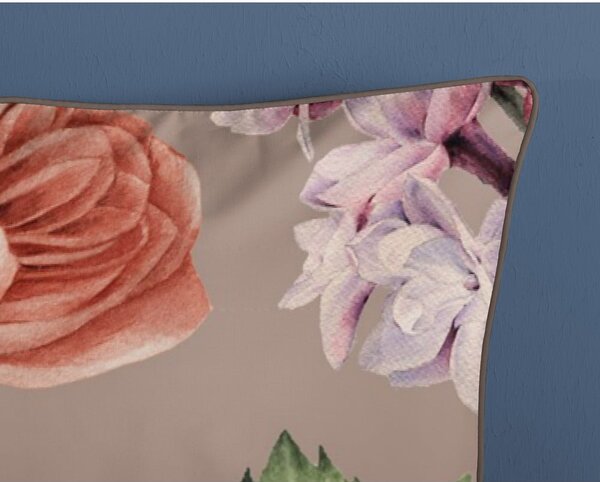 Szaro-brązowa pościel dwuosobowa z satyny bawełnianej 240x220 cm Fiori – Descanso
