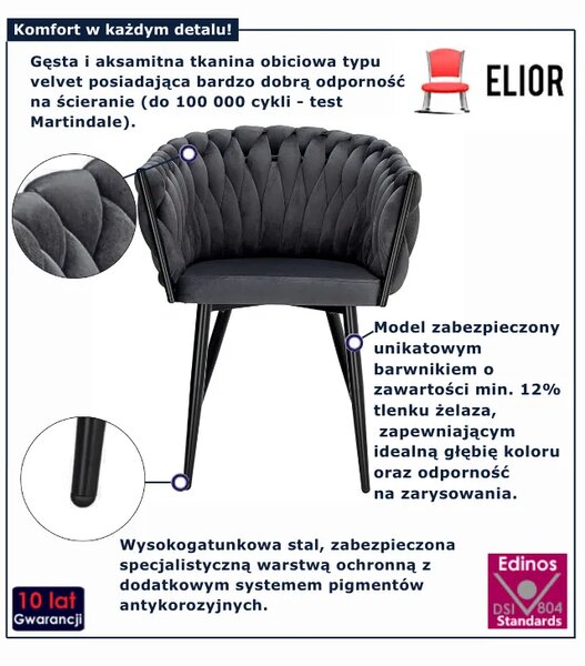 Szare nowoczesne krzesło plecione L7-H64