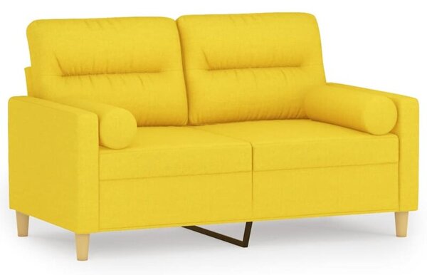 Sofa 2-osobowa z poduszkami, jasnoÅ¼Ã³Åta, 120 cm, tkanina