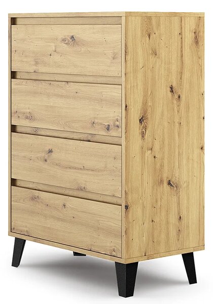 Komoda z 4 szufladami w stylu scandi dąb artisan P0-C69