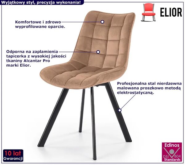 Komplet beżowych krzeseł pikowanych 4 szt. E5-H01