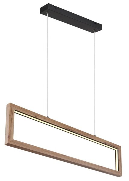 Lampa wisząca LED Globo MANDERA 24W czarny mat i MDF 3000K 80 cm regulowana wysokość