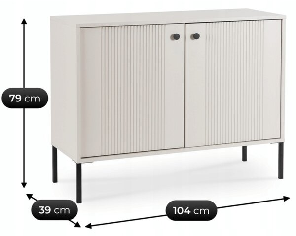 Komoda do Salonu SOFT 104 cm Kaszmir Ryflowana Dwudrzwiowa Nowoczesna