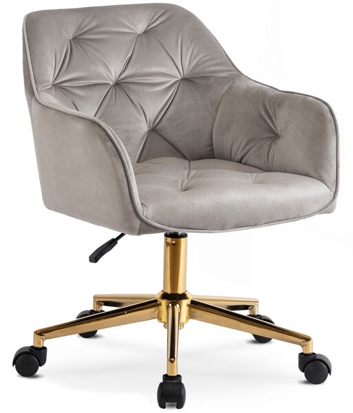 Krzesło biurowe dla dorosłych i młodzieży glamour Konor, podstawa złota