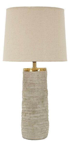 Jasnoszara/kremowa lampa stołowa ceramiczna z tekstylnym kloszem (wysokość 73 cm) Lima – Mauro Ferretti
