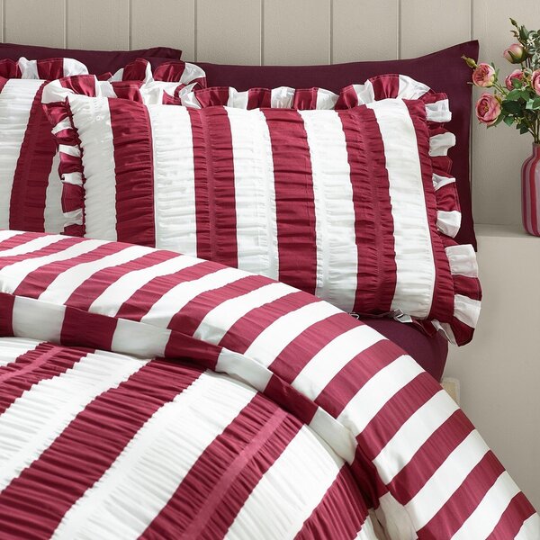 Ciemnofioletowa pościel dwuosobowa 200x200 cm Seersucker Frill Stripe – Catherine Lansfield