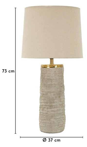 Jasnoszara/kremowa lampa stołowa ceramiczna z tekstylnym kloszem (wysokość 73 cm) Lima – Mauro Ferretti