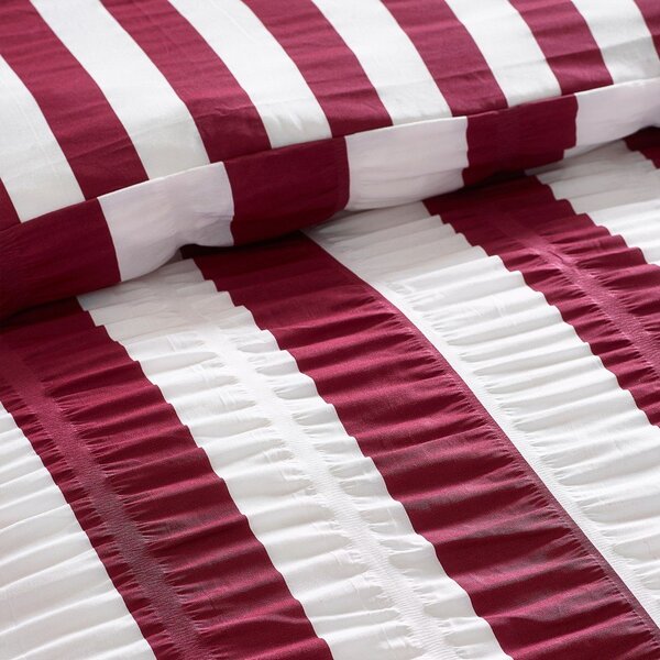 Ciemnofioletowa pościel dwuosobowa 200x200 cm Seersucker Frill Stripe – Catherine Lansfield