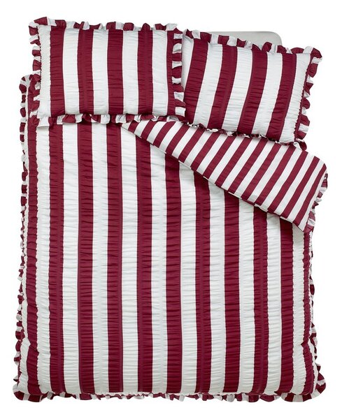 Ciemnofioletowa pościel dwuosobowa 200x200 cm Seersucker Frill Stripe – Catherine Lansfield
