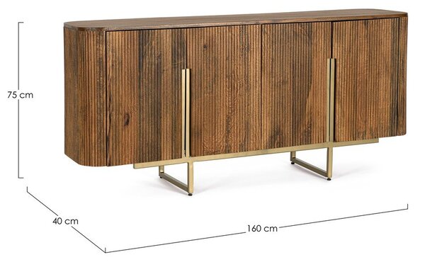 Komoda z litego drewna mango w kolorze złota/w naturalnym kolorze 160x75x40 cm Vilas – Bizzotto