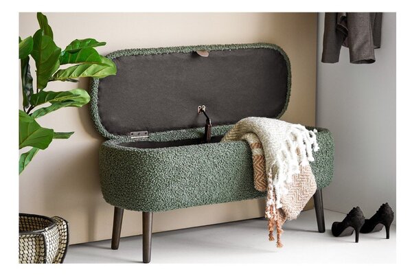 Zielona ławka z materiału bouclé Harlow – House Nordic