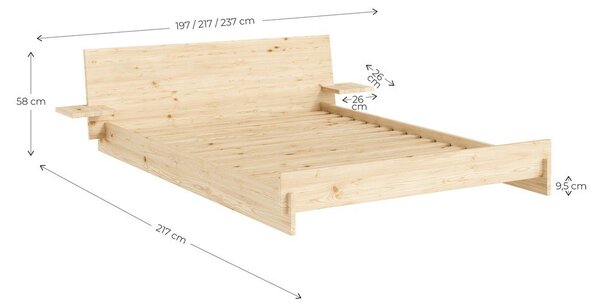 Łóżko dwuosobowe z litego drewna sosnowego ze stelażem 180x200 cm w jasnym naturalnym kolorze Latch – Karup