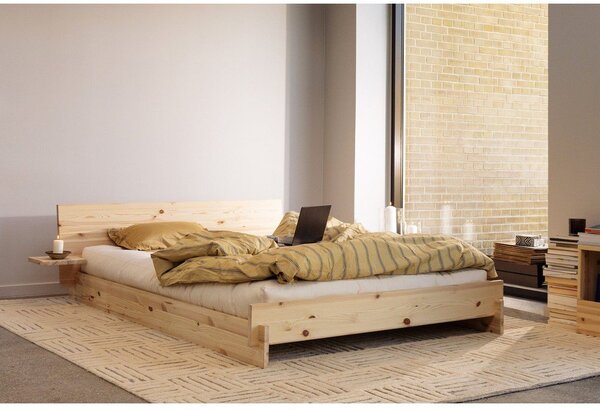 Łóżko dwuosobowe z litego drewna sosnowego ze stelażem 180x200 cm w jasnym naturalnym kolorze Latch – Karup