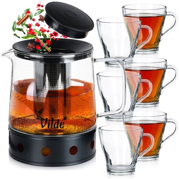 Szklanki do kawy i herbaty z dzbanek z zaparzaczem 250 ML / 1,5 l, 7 el