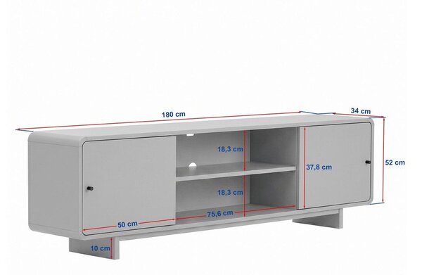 Szafka pod TV w dekorze orzecha w ciemnym naturalnym kolorze 180x52x34 cm Mirel – Nordure