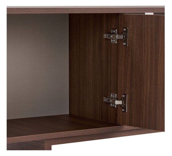 Szafka pod TV w dekorze orzecha w ciemnym naturalnym kolorze 180x52x34 cm Mirel – Nordure