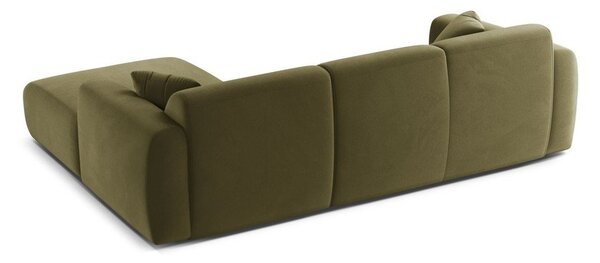 Aksamitny narożnik (prawostronny/z szezlongiem) w kolorze khaki Molino – Micadoni