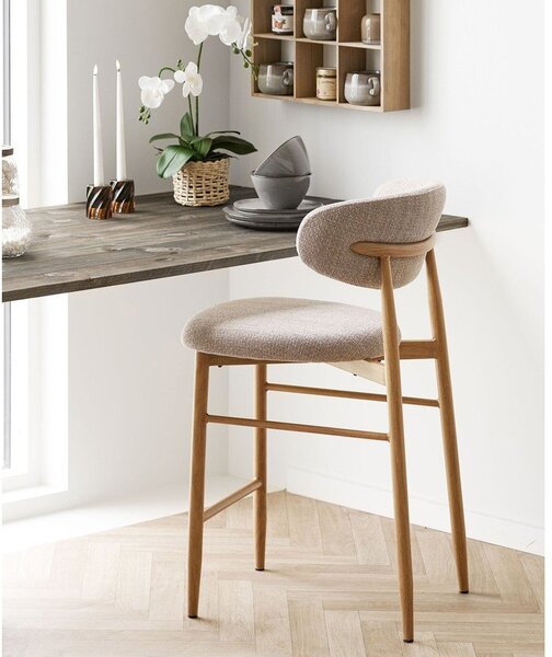 Beżowy/w naturalnym kolorze tapicerowany hoker (wysokość siedziska 65 cm) Levanto – House Nordic