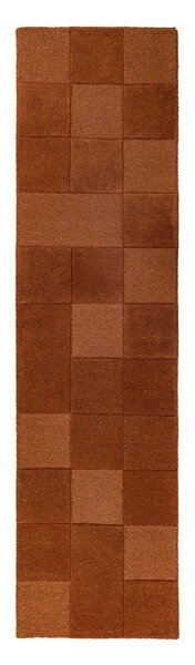 Wełniany chodnik tkany ręcznie w kolorze terakoty 60x230 cm Checkerboard – Flair Rugs
