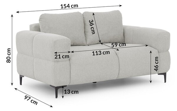 Jasnoszara sofa 154 cm Helio – Ropez