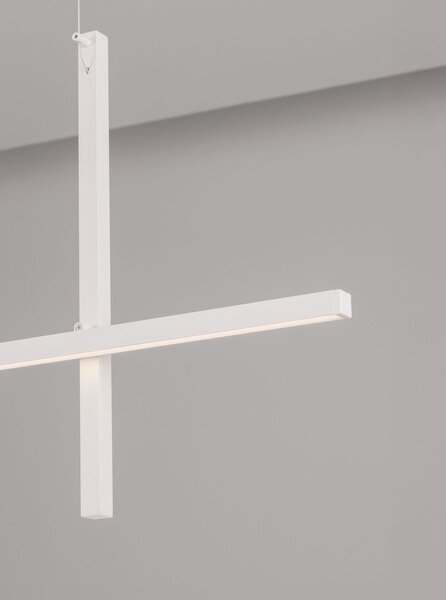 Aluminiowa lampa wisząca LED w matowym białym kolorze z kloszem ze szkła akrylowego Looma – Nova Luce
