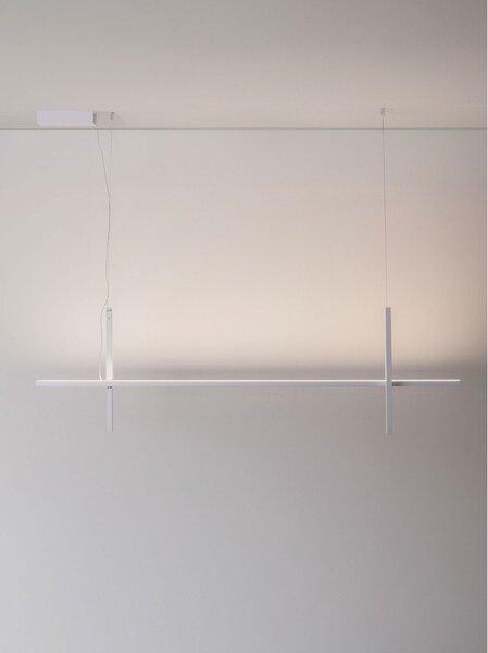 Aluminiowa lampa wisząca LED w matowym białym kolorze z kloszem ze szkła akrylowego Looma – Nova Luce