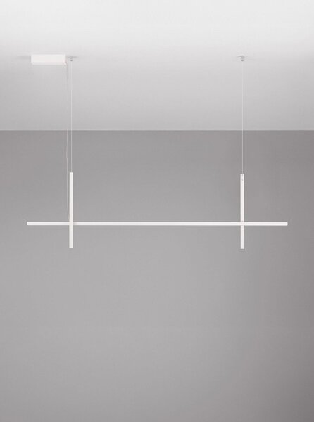 Aluminiowa lampa wisząca LED w matowym białym kolorze z kloszem ze szkła akrylowego Looma – Nova Luce