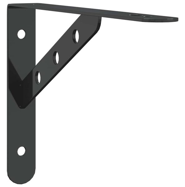 Wsporniki do półek, 4 szt., 23,5x2,5x15,5 cm, czarna stal