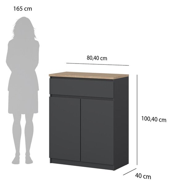 Ciemnoszara komoda 80x100x40 cm Naia – Tvilum