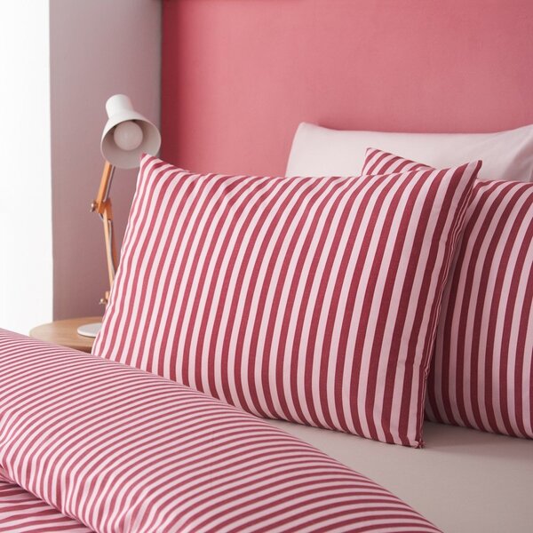 Bordowa pościel dwuosobowa 200x200 cm Epping Textured Stripe – Catherine Lansfield