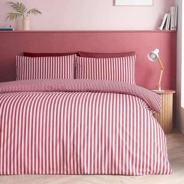 Bordowa pościel dwuosobowa 200x200 cm Epping Textured Stripe – Catherine Lansfield