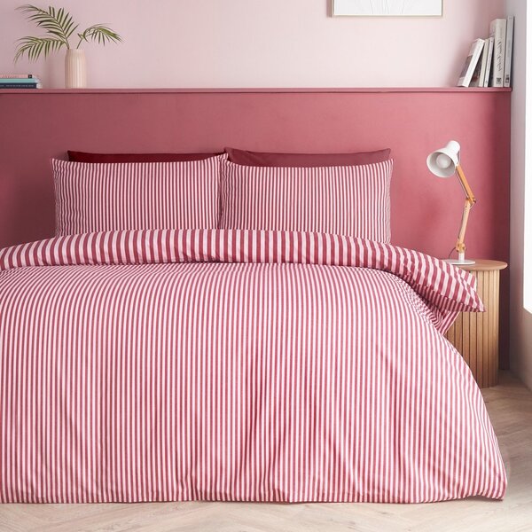 Bordowa pościel dwuosobowa 200x200 cm Epping Textured Stripe – Catherine Lansfield