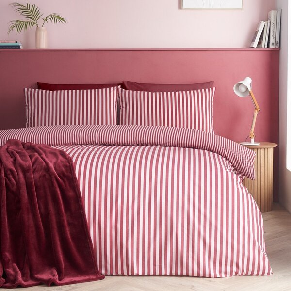 Bordowa pościel dwuosobowa 200x200 cm Epping Textured Stripe – Catherine Lansfield