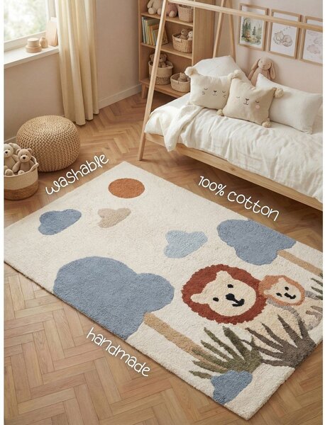 Kremowy bawełniany dywan dziecięcy odpowiedni do prania/tkany ręcznie 140x200 cm Snuggle Lionel – Hanse Home