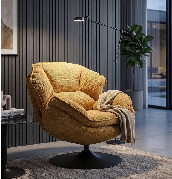 Musztardowy obrotowy fotel Retro Style – Mauro Ferretti