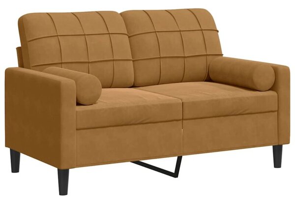 Sofa 2-osobowa z poduszkami, brÄ zowa, 120 cm, aksamit
