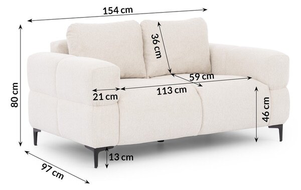 Biała sofa 154 cm Helio – Ropez