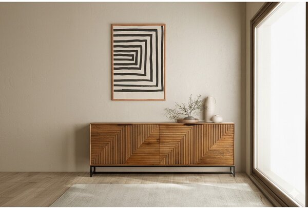 Komoda z litego drewna mango w naturalnym kolorze 210x80x40 cm Nereida – MOME