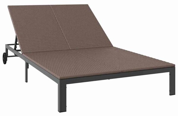 Leżak 2-osoba brązowy 60 x 200 x 27cm polirattan