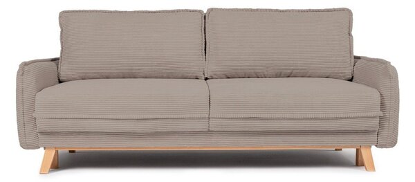 Szarobrązowa sztruksowa rozkładana/ze schowkiem sofa 218 cm Tori – Bonami Selection