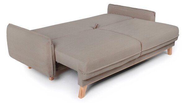 Szarobrązowa sztruksowa rozkładana/ze schowkiem sofa 218 cm Tori – Bonami Selection