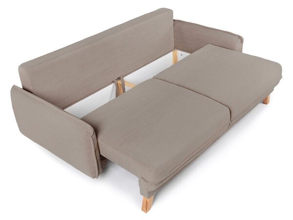 Szarobrązowa sztruksowa rozkładana/ze schowkiem sofa 218 cm Tori – Bonami Selection