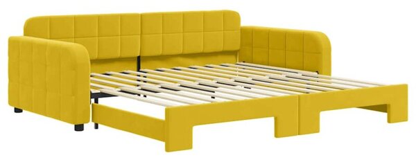 Sofa rozsuwana, żółta, 100x200 cm, aksamit