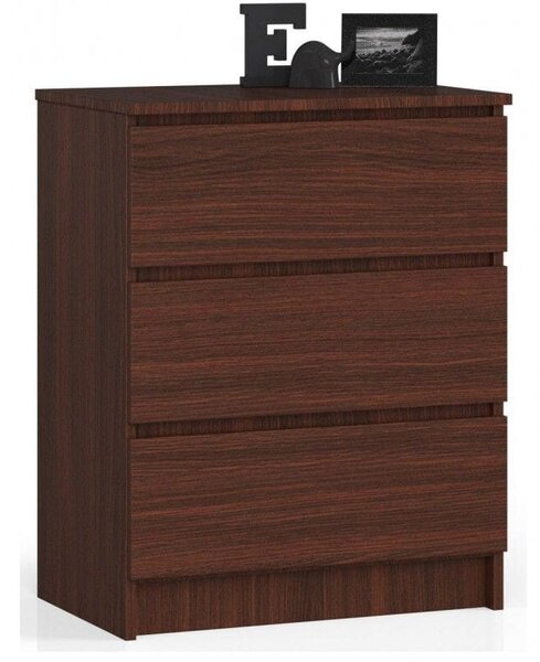 Komoda do sypialni, 3 szuflady, STILO, 60x40x77 cm, wenge, mat | TYLETEGOTU